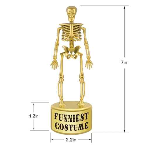 ORIENTAL CHERRY Halloween Party Supplies - Golden Best Costume Skeleton Trophies for Kids Adults Halloween Party Games Decorations Favors Costume Contest Awards Prizes - 4 Pack