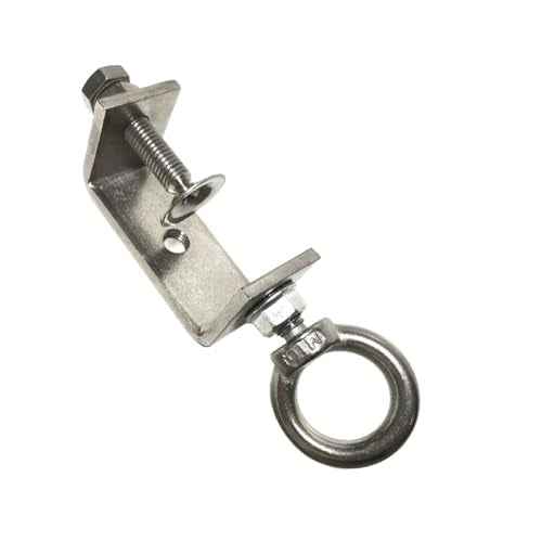 CHENGLONG 4Pcs Pipe Clamp Hooks; Metal Beam Clamp Hanger; 2Inch C Clamp Hook; Stainless Steel; Silver; Lockable Width 1.32"2.4"; Supports Up to 100 Pounds