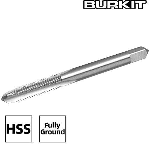 Burkit 2pcs No 4-40 UNC Thread Tap Right Hand, HSS 4 x 40 UNC Straight Fluted Machine Tap