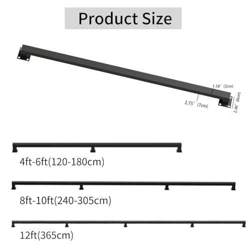 4FT Stair Railings Indoor, Black Iron Railings for Stairs, Industrial Handrail Wall Mounted, Hand Railing for Stairs Indoor 500lbs Load Capacity, Sturdy Stair Railing for Loft Porch Deck, 2 Sections