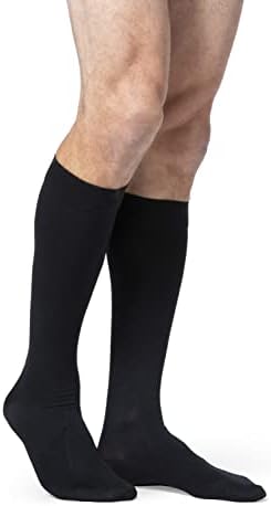Sigvaris Menâs DYNAVEN Closed Toe Calf-High Socks 30-40mmHg - Medium Long - Black