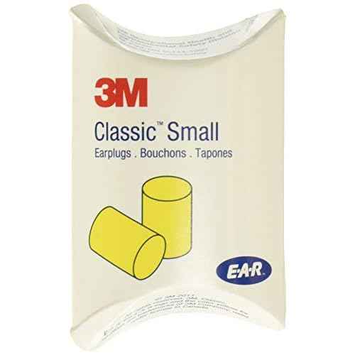3M 3101103 Ear Classic Small Earplugs in Pillow Paks, PVC Foam, Yellow, 200 Pairs