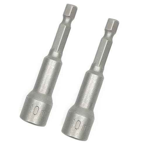 (2 pcs) 1/4" 10mm Nut Driver Bit, 10mm Magnetic Socket, Hex Nut Driver Bit for Electric Drill, 65mm Length, Metric