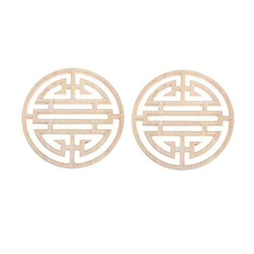 MUXSAM 2-Pack Wooden Carved Round Appliques Onlay, 3.94-Inch Dia Unpainted Wood Carving Craft Decals for Home Door Cabinet Furniture Cupboard Dresser Bed Wall Wardrobe Decor