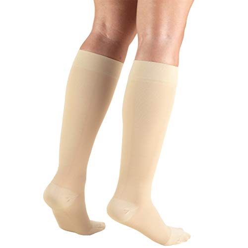 Truform 20-30 mmHg Medical Compression Stockings, Aloe Infused Microfiber, Knee High, Closed Toe, Beige, 2X-Large