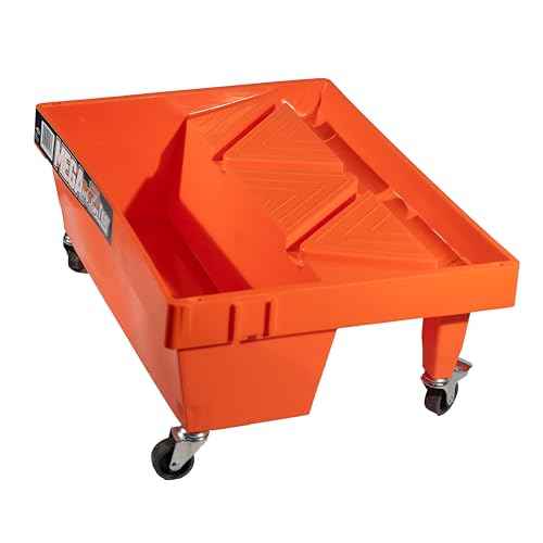 Orange, Zorr Corp, Mega Roll-A-Tray Rolling Paint Tray with Wheels (MRT-21)? Heavy-Duty 3 Gal Capacity, Portable Paint Roller, Spill Guard Lip, Includes casters, for Professional Painting, DIY, Home.