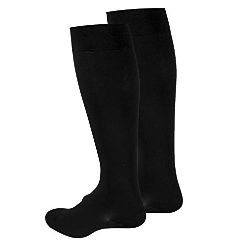 Truform 20-30 mmHg Medical Compression Stockings, Aloe Infused Microfiber, Knee High, Closed Toe, Black, 2X-Large