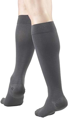 NuVein Medical Compression Stockings, 20-30 mmHg Support for Women & Men, Knee Length, Closed Toe, Charcoal, Large