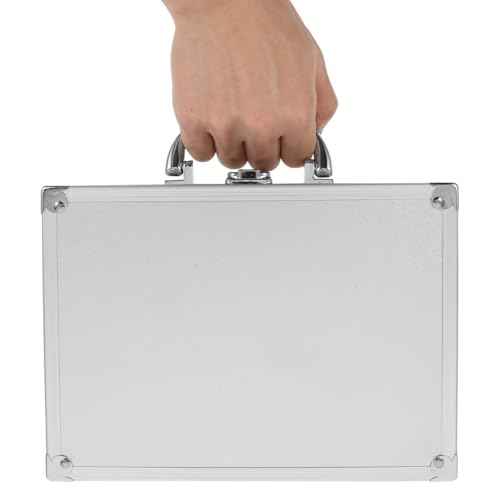 Housoutil Aluminum Alloy Carry Case, Silver Aluminum Case with Foam, Briefcase Storage Box for Instruments, Makeup, And Parts, For Professionals and Everyday Use (9.16X8.65X2.52in)