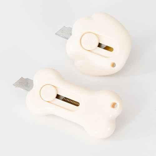 Mini Retractable Box Cutter Opener Bones and Cat PAWS kawaii for women box cutter mini cute box cutter cat paw Courier knives for Office, Home, Arts Crafts, Cartons, Cardboard, Paper
