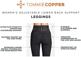 Tommie Copper Women’s Pro-Grade Lower Back Support Compression Leggings Capris with Pocket & Adjustable Straps
