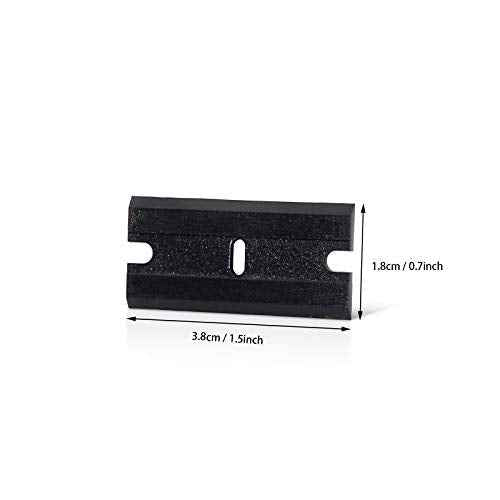 EHDIS Razor Blades 100 PCS Double Edged Plastic Blade for Safety Glass Scraper and Razor Scraper Tool - Remove Decals, Stickers, Adhesive Label, Glue and Glass Clean - Black