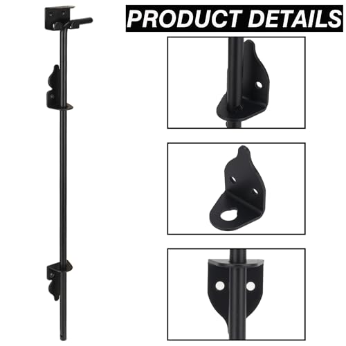 36" Cane Bolt Heavy-Duty Drop Rod for Gate, Gate Ground Latch for Wooden Fences Metal Gates Doors, Metal Gates Doors Stopper for Gate Ground, Wrought Iron Gate Latches, Black Finish(2 Pack)