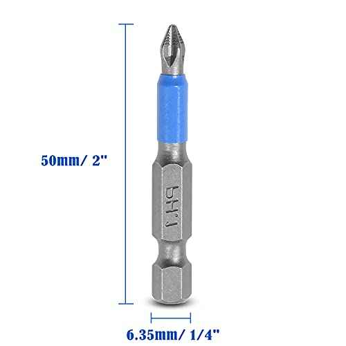 Uenhoy 10 Pcs Magnetic Phillips Screwdriver Bits Set 2 Inch Long Anti Slip Phillips Bits #1, 1/4 Inch Hex Shank (PH1 x 50MM)