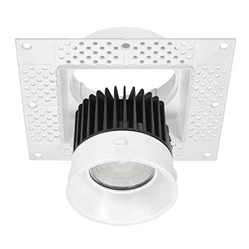Maxxima 4¡± Trimless Ultra-Thin Recessed Anti-Glare LED Downlight Canless IC Rated 1000 Lumens 5 Color Temperature Selectable 2700K/3000K/3500K/4000K/5000K Dimmable 90 CRI 5 CCT Square Slim J-Box Incl.