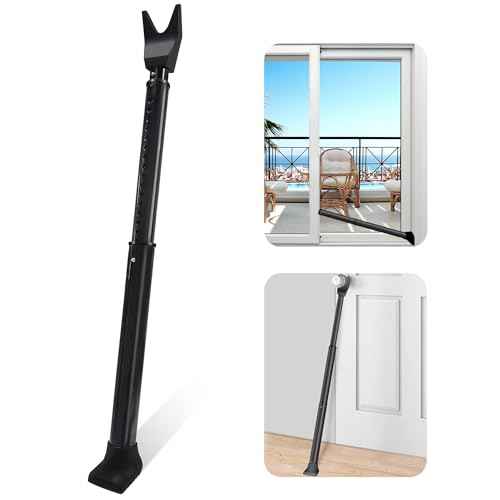 AceMining Upgraded Door Security Bar & Sliding Patio Bar, Heavy Duty Stoppers Adjustable Jammer for Home, Apartment, Travel (1 Pack,Black)