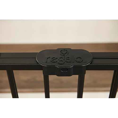 Regalo 2-in-1 Extra Wide Stairway and Hallway Walk Through Baby Safety Gate, Award Winning Brand, Hardware Mounting, Black
