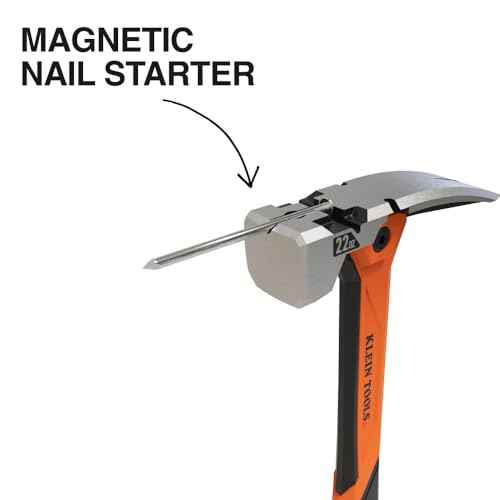 Klein Tools H81022 Anti-Vibration Milled Face Framing Hammer with Straight Claw, 22-Ounce Forged Steel, Magnetic Nail Starter and Extra-Large Squared Strike Face