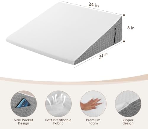 Wedge Pillow for Sleep Apnea Bed Wedge Pillow Headboard Set for After Surgery,Sleeping,Gerd Acid Reflux Relief,Back Pain Relief Triangle Pillow for Adult,Neck Pain,Anti Snoring,Back Support
