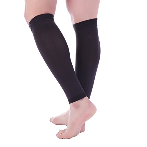 Doc Miller - Compression Calf Sleeve for Petite Men & Women, Medical Grade, 20-30mmHg Graduated Support for Running, Calf Tear, Shin Splints, Knee High, Black Calf Sleeves, Large Size, 1 Pair, Petite