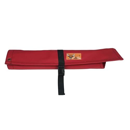BULL TOOLS 16-Pocket Tool Organizer Roll-Up Pouch with Carry Bag Heavy Duty Ballistic Polyester Canvas SAE/Metric Tool Roll for Wrenches, Screwdrivers & Small Tools, Waterproof, Compact & Durable-Red