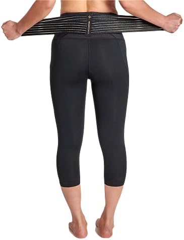 Tommie Copper Women’s Pro-Grade Lower Back Support Compression Leggings Capris with Pocket & Adjustable Straps