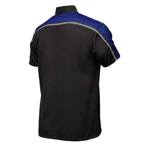 Milwaukee Motorcycle Clothing Co. MDM11602 Men's Black and Blue Button Up Mechanic Shirt w/Reflective Stripe