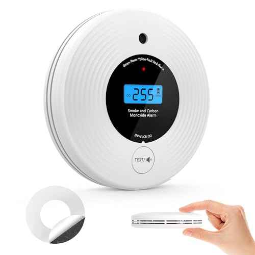 Smoke Detector Carbon Monoxide Detector Combo 10 Year Battery, KARUOTOP Smoke Alarm CO Detector with Large Display, Adhesive or Screw Installation