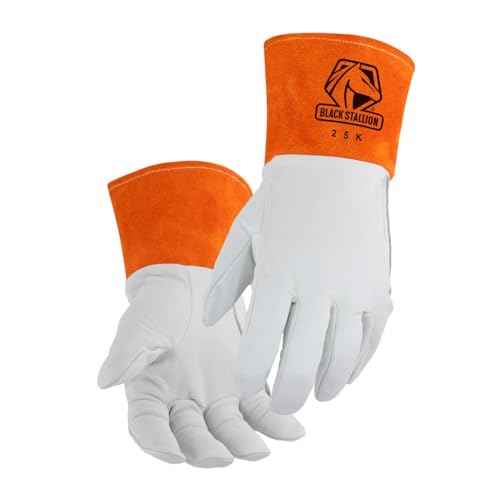 Revco Black Stallion 25K Long Cuff Prem.Grain Kidskin TIG Welding Gloves, Large