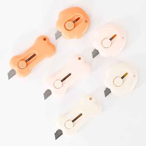 Mini Retractable Box Cutter Opener Bones and Cat PAWS kawaii for women box cutter mini cute box cutter cat paw Courier knives for Office, Home, Arts Crafts, Cartons, Cardboard, Paper