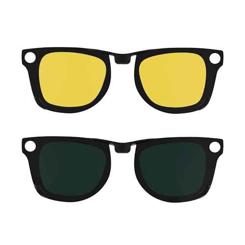 2Pcs Polarized Clip for Ray-Ban Meta Wayfarer RW4008 & Gen 2 RW4012 Large (53-22), Discoloration Clip-on Compatible with Meta Wayfarer Gen 2 Protect Your Eyes, Cool and Fashion (Yellow+Green)