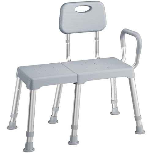 HOMLAND Tub Transfer Bench for Bathtub, Heavy Duty Shower Bench with Reversible Backrest, Six Slip-Resistant Feet, Height Adjustable Shower Chair for Elderly and Disabled, 400 lb Weight Cap