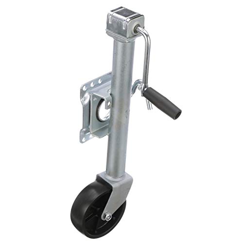 Attwood 11127-4 Fold-Up Trailer Jack, 1,000-Pound Capacity, 10-Inch Travel Lift, 24-Inch Lift, Single Wheel, Fits 3-Inch x 5-Inch Tongue