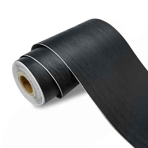 seonta Black Mirror Border Peel and Stick 4inch x 32.8ft Wood Grain Repair Tape Self Adhesive Removable Repair Wallpaper Frame for Tables, Chairs, Doors, Windows, Floors