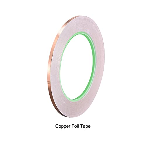 Copper Foil Tape Conductive Adhesive Double Sided, [for EMI Shielding, Stained Glass, Paper Circuits, Grounding] - 1/8"/98ft