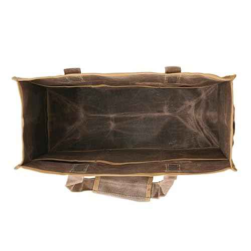 Heavy-Duty Waxed Canvas Tool Pouch - 14-Pocket Garden Tool Organizer with Removable Handle | Multi-Compartment Storage Bag for Tools (16.5" x 12.5" x 6.5", Grey)