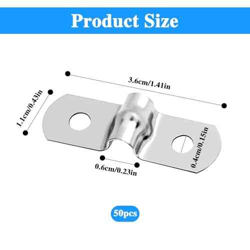 50Pcs M5 Wire Shelf Clips Stainless Steel Rigid Tube Strap Two Hole Strap U Bracket Tube Strap Clamp for 0.2 Inch OD Hose Heavy Duty Tube Strap Tension Clip