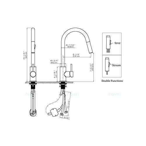 Havin Brushed Nickel Kitchen Faucet with Pull Down Sprayer, High Arc Stainless Steel Material, with cUPC Ceramic Cartridge,Fit for 1 or 3 Holes Kitchen Sink or Laundry Sink or bar Sink Faucet
