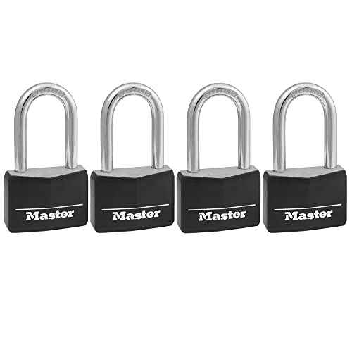 Master Lock Covered Aluminum Padlock with Key, 141QLF, 4 Pack Keyed Alike