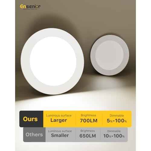 Ensenior 4 Inch LED Can Lights 12 Pack, Dimmable Retrofit Led Recessed Lighting, 5CCT Adjustable Color Temperature (2700K-5000K), 7W=77W 700LM, IC & Damp Rated, FCC