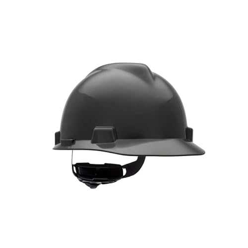 MSA 492559 V-Gard Cap Style Safety Hard Hat With Fas-Trac III Ratchet Suspension | Polyethylene Shell, Superior Impact Protection, Self Adjusting Crown Straps - Standard Size in Black