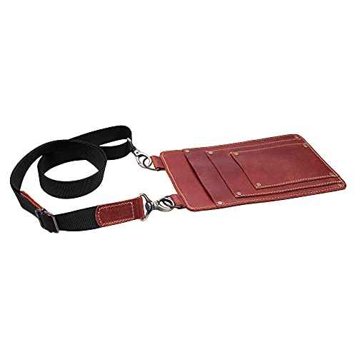 Leather Florist Tool Belt Bag Garden Farmer Pouch Organizer - Hand Tools Holder Utility Kit (Cognac Brown)