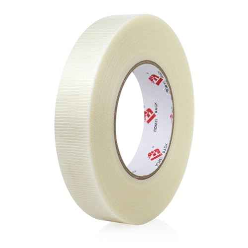 BOMEI PACK Clear Duct Tape 1 Inch,Heavy Duty Transparent Duct Tape,1 Inch x 60 Yards,Clear Strapping Tape,Reinforce Fiber Tape,Waterproof,Flexible and Tear by Hand for Home & Improvement