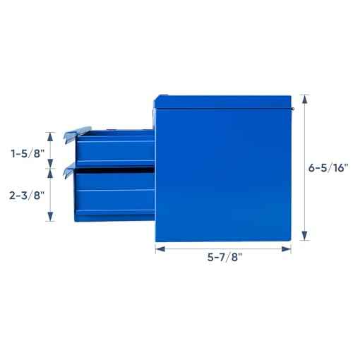 DELI Mini Tool Box with 2 Drawers and Top Storage, Small Metal Tool Box for Garage, Office, Vanity. Perfect for Small Item Storage Organizer, Red