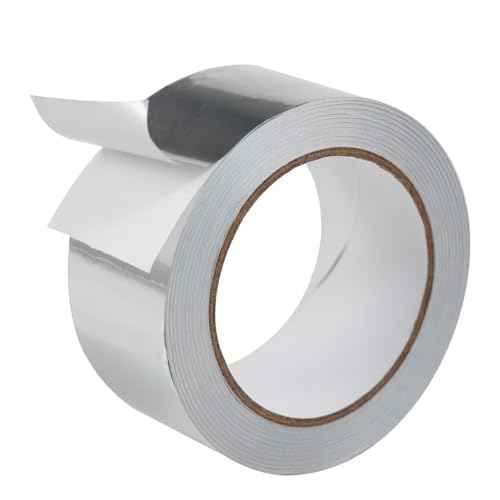 Aluminum Foil Heavy Duty Silver Duct Tape 2 Inch 99Ft 3.9 Mils High Temperature Sealing and Patching for HVAC Air Ducts Metal Repair Foamboard Insulation Dryer Vent and More