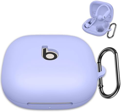 for Beats Powerbeats Pro 2 Case Cover with Keychain, Soft Silicone Case Cover for Beats Powerbeats Pro 2 Generation Full Shock-Absorbing Protective Case for Women Men Front LED Visible (Light Purple)