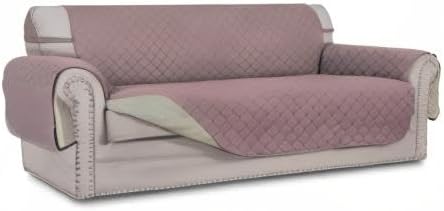 Easy-Going Reversible Oversized Couch Cover for 3 Cushion Couch Sofa Cover for Dogs Water Resistant Furniture Protector Cover with Foam Sticks for Pet (Oversized Sofa, Pink/Beige)