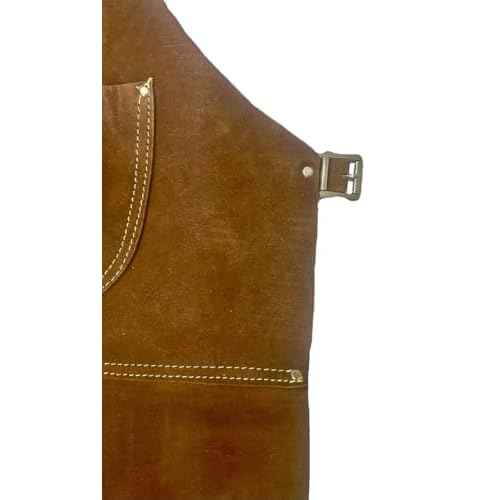 20-409 24in. x 36in. Heavy Duty Flame and Heat Resistant Leather Welding and Work Shop Apron, Brown