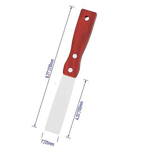 Putty Knife, 1 Inch Stainless Steel Scraper Tool, Wooden Handle Metal Spackle Knives for Drywall, Decals, Wall Paper, Floor Tile, Patching, Painting, Taping, Scraping Coating