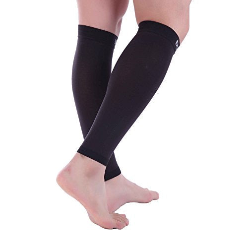 Doc Miller - Compression Calf Sleeve for Petite Men & Women, Medical Grade, 20-30mmHg Graduated Support for Running, Calf Tear, Shin Splints, Knee High, Black Calf Sleeves, Medium Size, 1 Pair, Petite
